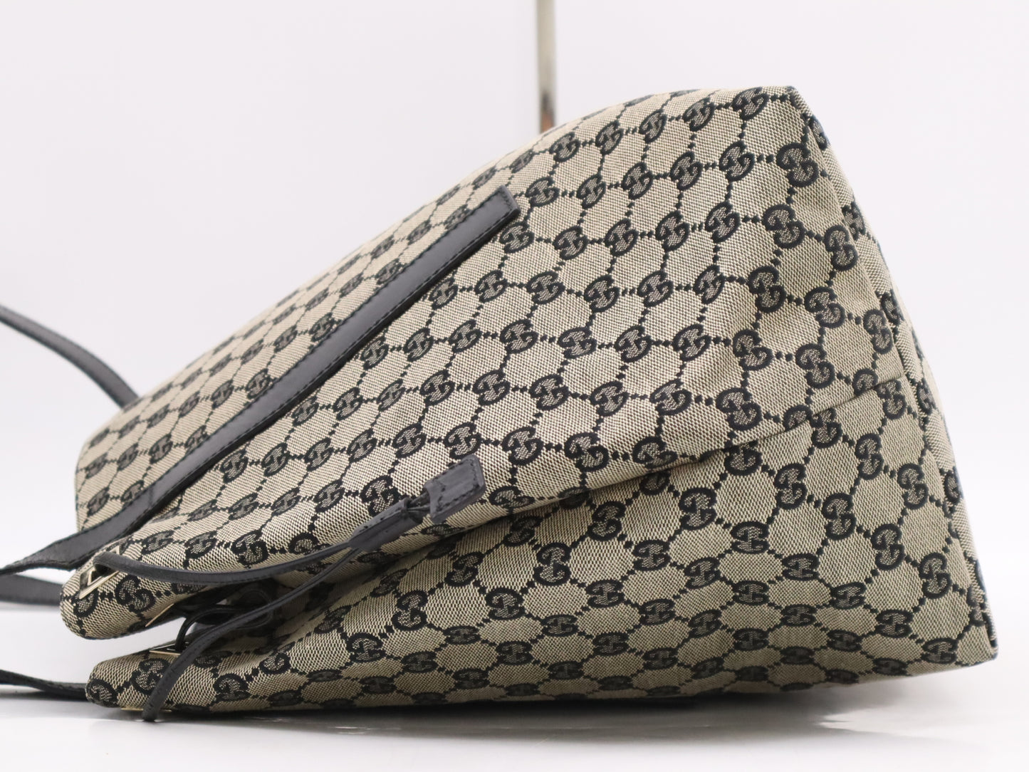 GUCCI GG Canvas Tote Bag Beige Black Tote Bag