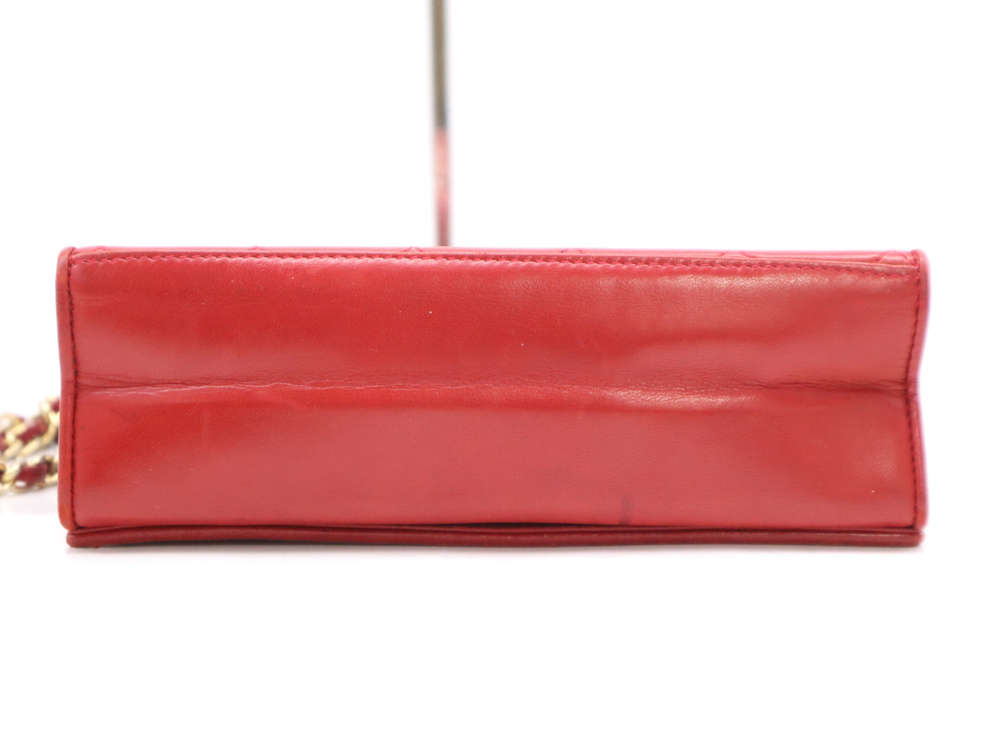 CHANEL Lambskin Matelasse 20 Chain Shoulder Bag, Red, Full Flap, S-Chain, Guarantee Card, Card, Sticker, 1302945 Shoulder Bag