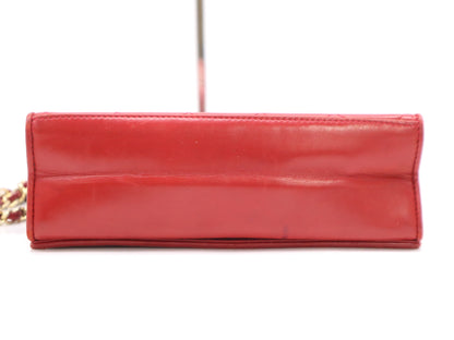 CHANEL Lambskin Matelasse 20 Chain Shoulder Bag, Red, Full Flap, S-Chain, Guarantee Card, Card, Sticker, 1302945 Shoulder Bag