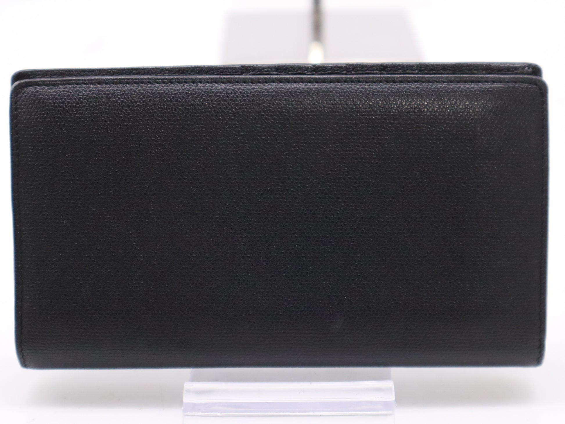 CHANEL Coco Button Bifold Leather Black Wallet