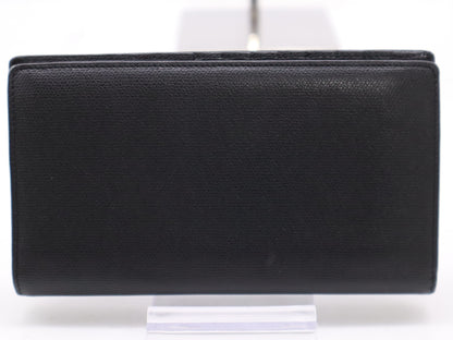 CHANEL Coco Button Bifold Leather Black Wallet