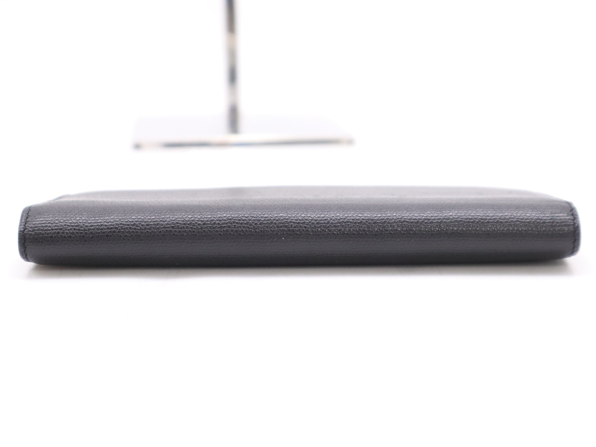 CHANEL Coco Button Bifold Leather Black Wallet