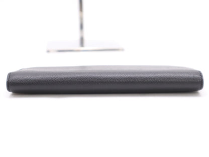 CHANEL Coco Button Bifold Leather Black Wallet