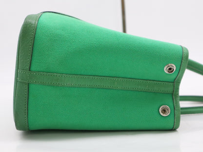 HERMES Toile Chevron x Negonda Garden Party TPM Green □R Stamp 2014 Handbag