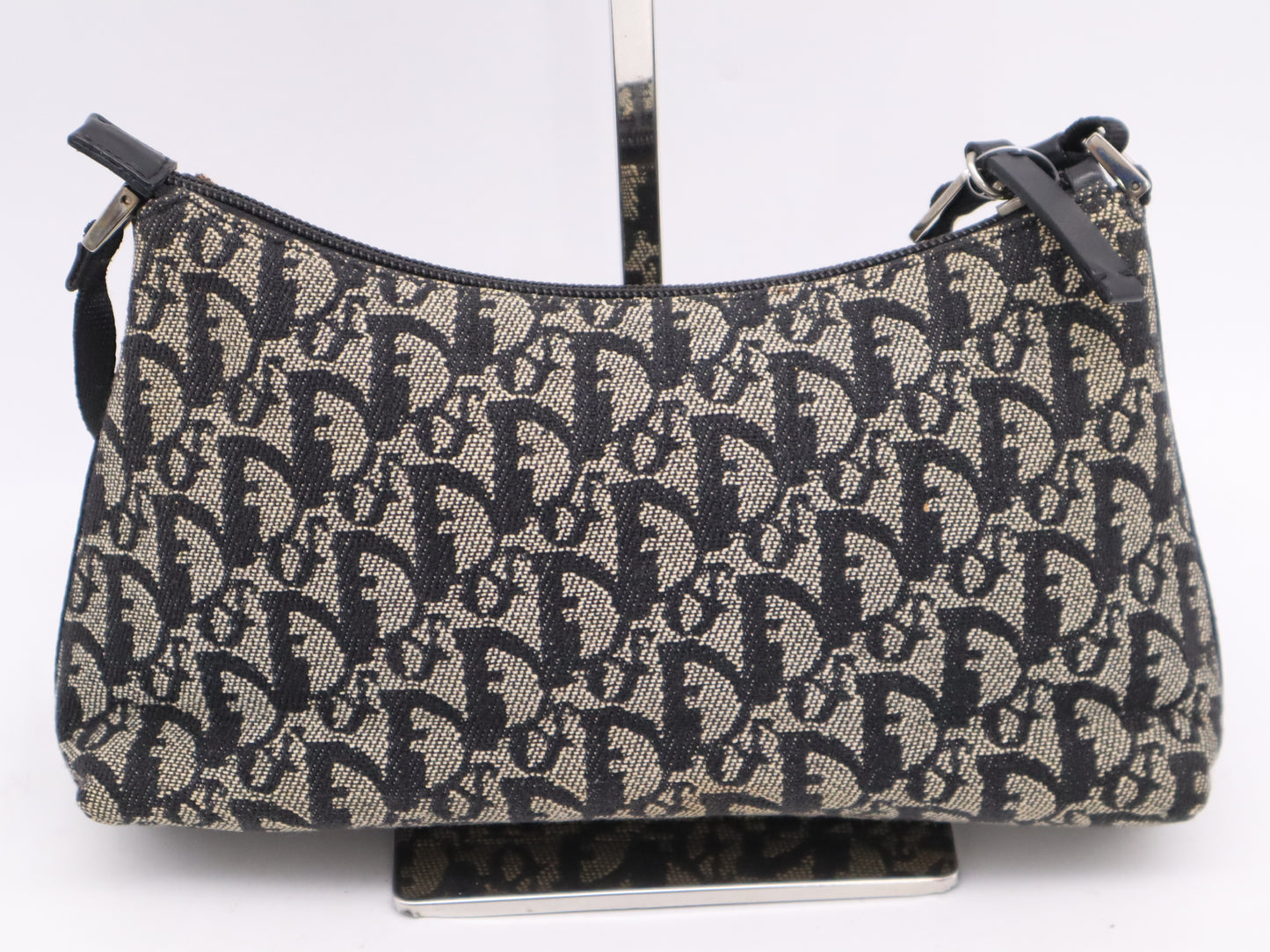 Dior Canvas Trotter Shoulder Bag Gray Black Handbag