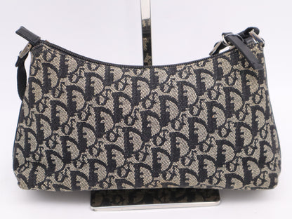 Dior Canvas Trotter Shoulder Bag Gray Black Handbag