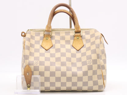 LOUIS VUITTON N41534 Azur Speedy 25 Handbag with Shoulder Pull