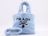 PRADA Pile Terry 2-Way Tote Bag, Blue, with Silver Hardware and Shoulder Strap