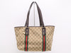 GUCCI 137396 Canvas x Leather GG Canvas Sherry Line Tote Bag Beige Brown Tote Bag