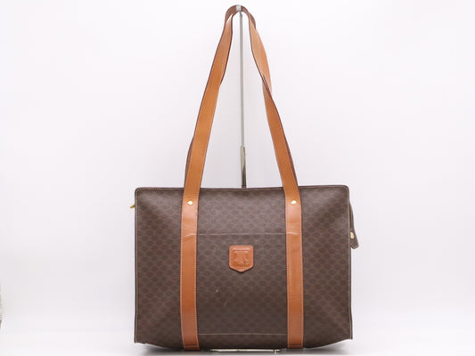 CELINE MC98/1 Leather Tote Bag in Macadam Brown with Light Brown GD Hardware