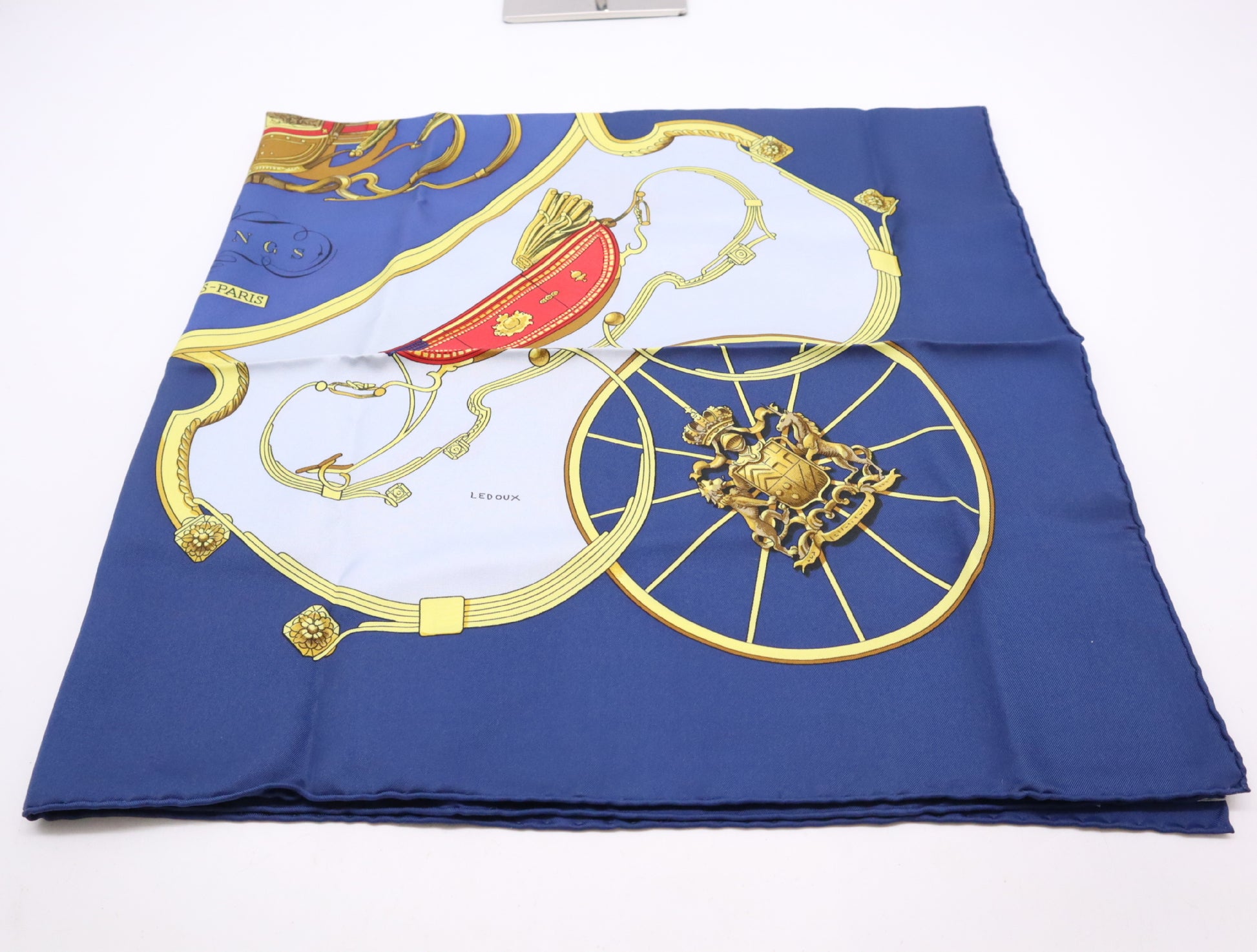HERMES Silk Carré 90 Spring Blue Yellow Scarf