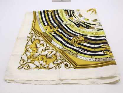 HERMES Silk Carré 90 DIES ET HORE Astrology Sun White Yellow Other Apparel