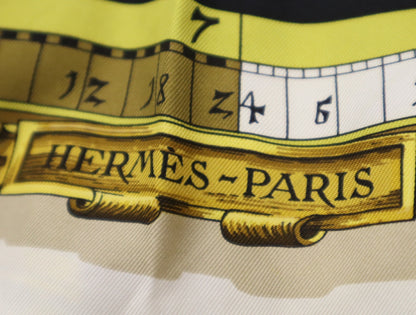 HERMES Silk Carré 90 DIES ET HORE Astrology Sun White Yellow Other Apparel