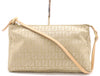 FENDI Canvas/Leather Zucchino Accessory Pouch, Beige, GD Hardware, Handbag