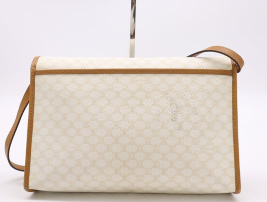 CELINE M07 PVC x Leather Vintage Macadam Shoulder Bag in White and Brown