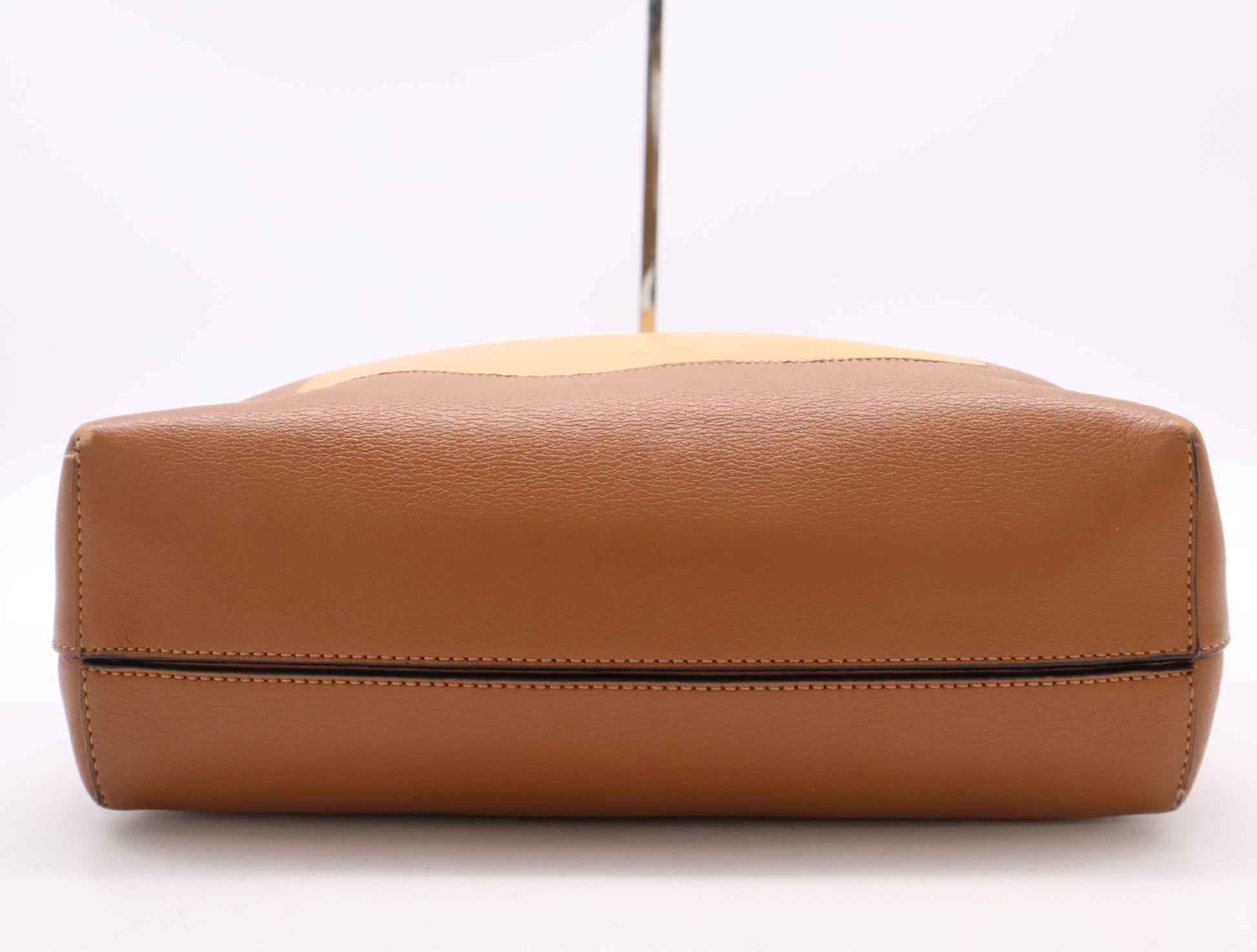 LOEWE Leather Shopper Tote Bag in Brown and Yellow with Sterling Silver Hardware