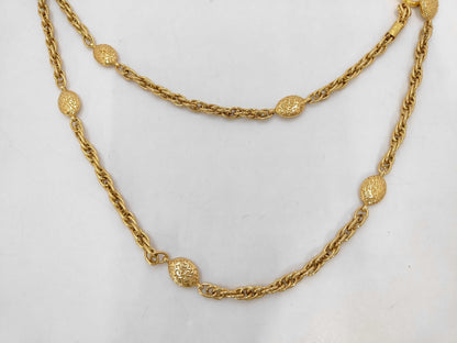 CHANEL GP Long Chain Necklace Gold with Box