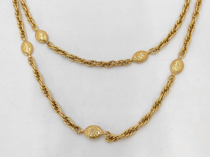 CHANEL GP Long Chain Necklace Gold with Box