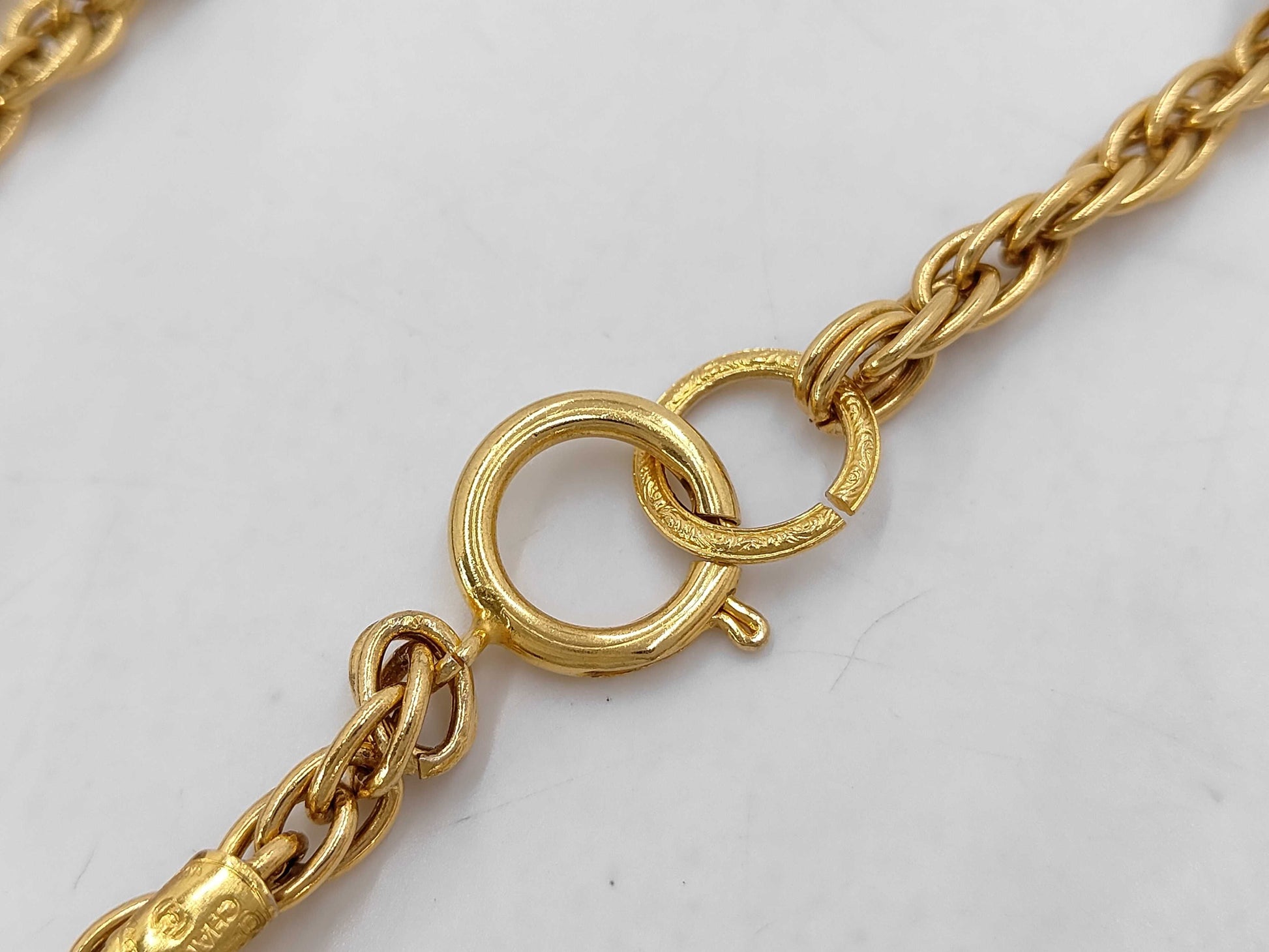 CHANEL GP Long Chain Necklace Gold with Box