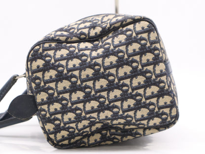 Dior Canvas and Leather Trotter Mini Boston Bag in Beige and Navy