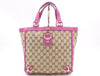 GUCCI 130739 Canvas/Leather GG Canvas Abbey Handbag in Beige and Pink with GD Hardware