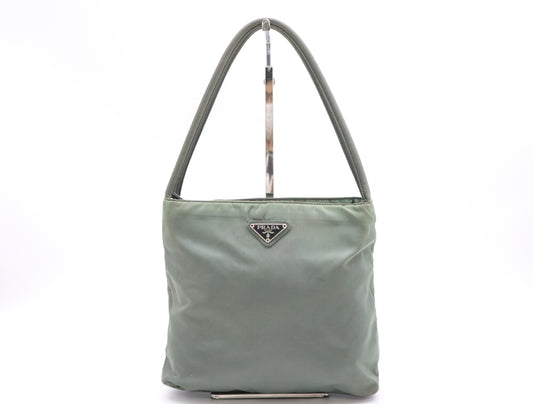 PRADA Nylon Triangle Logo Handbag Olive Green