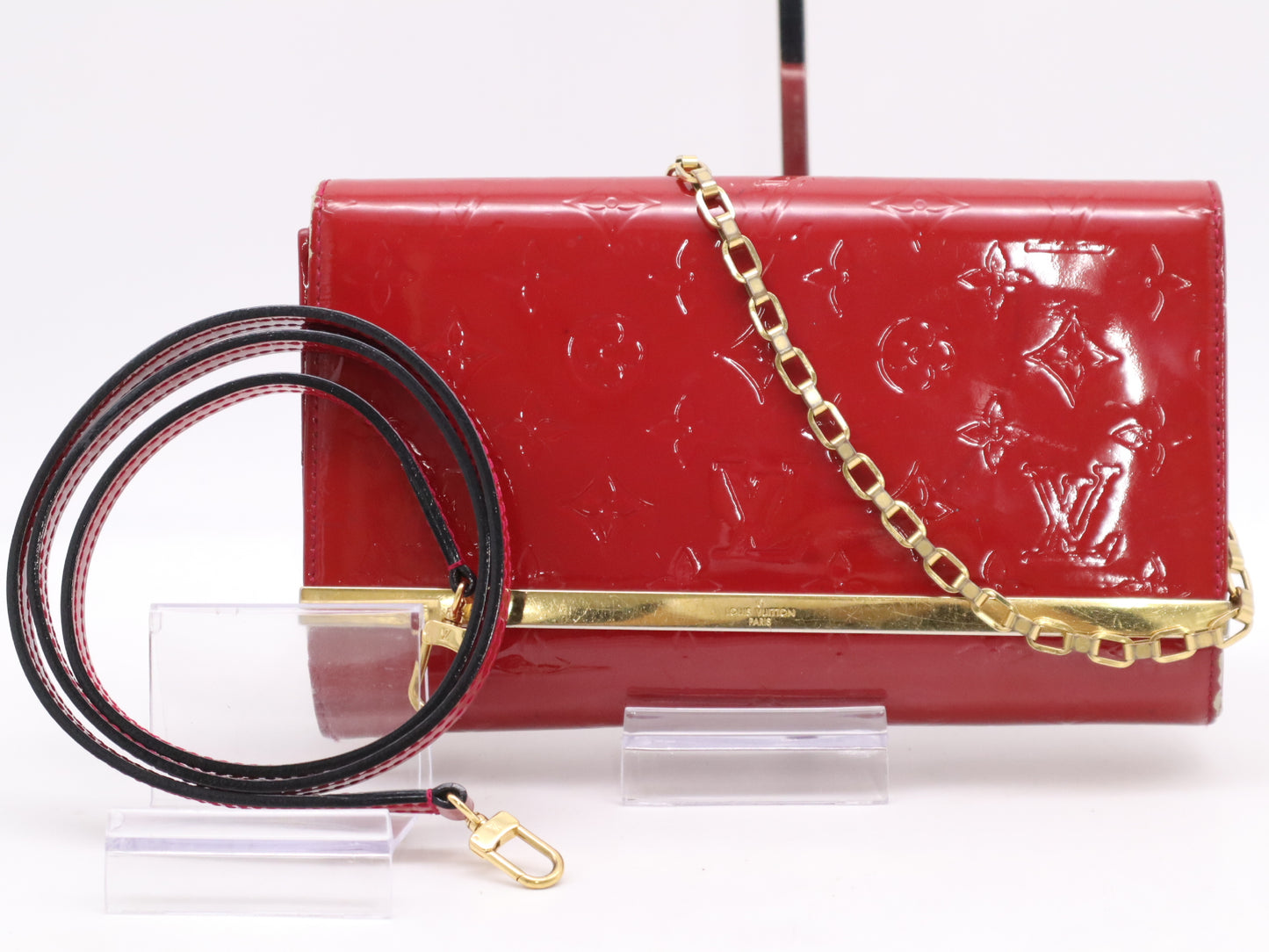 LOUIS VUITTON M90092 Vernis Clutch Anna Rose Indien Pink Shoulder Bag with Shoulder Strap