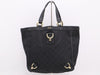 GUCCI 130739 Canvas x Leather GG Canvas Abbey Tote Bag Black Tote Bag