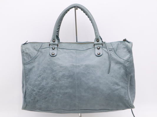 BALENCIAGA 132110 Leather The Work Handbag, Gray
