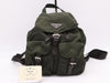 PRADA Nylon and Leather Triangle Logo Backpack in Green with Sterling Silver Hardware and Card Included