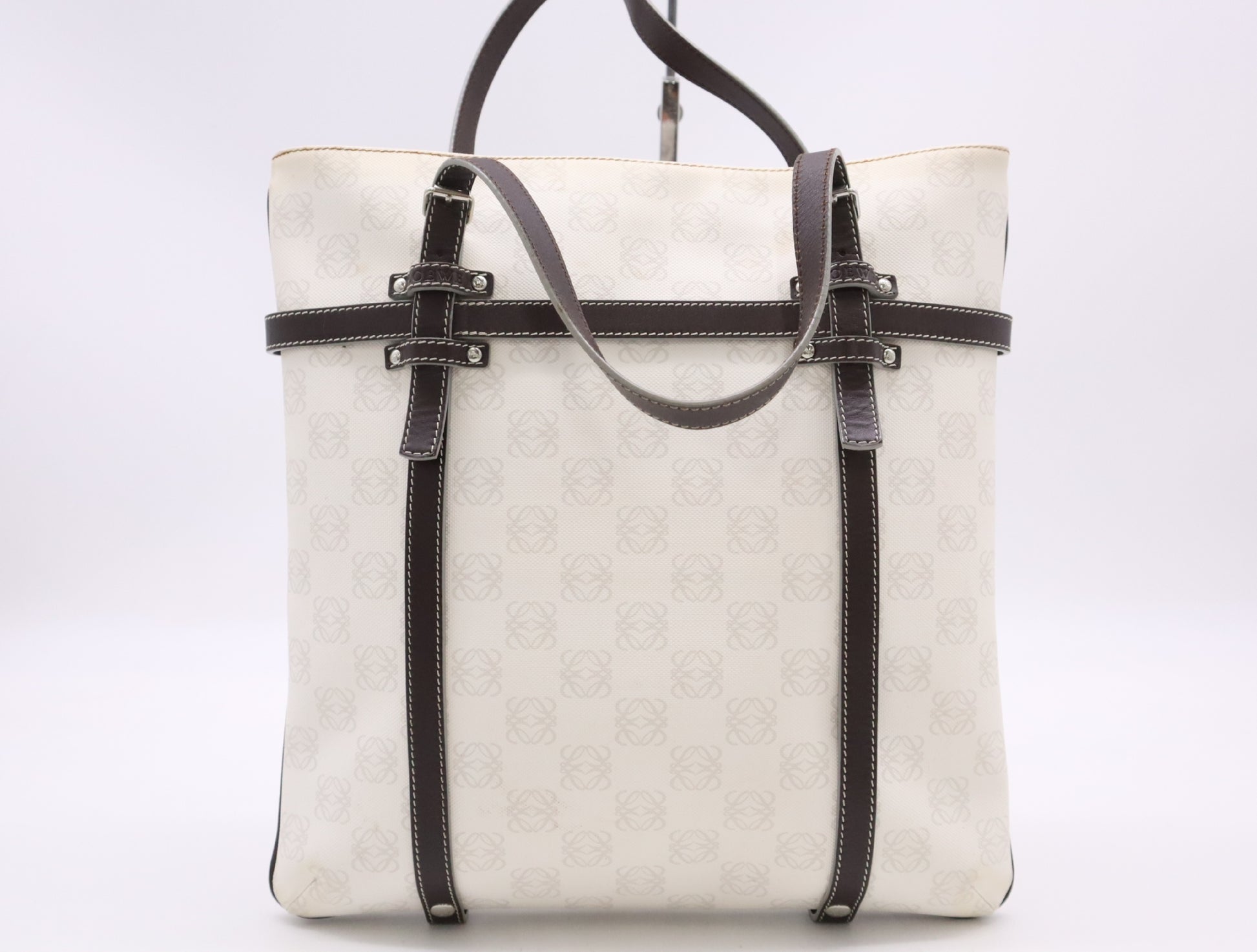 LOEWE PVC x Leather Anagram White Brown Tote Bag
