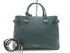 BURBERRY Leather and Canvas Nova Check Green Handbag with Shoulder Strap and Poignier