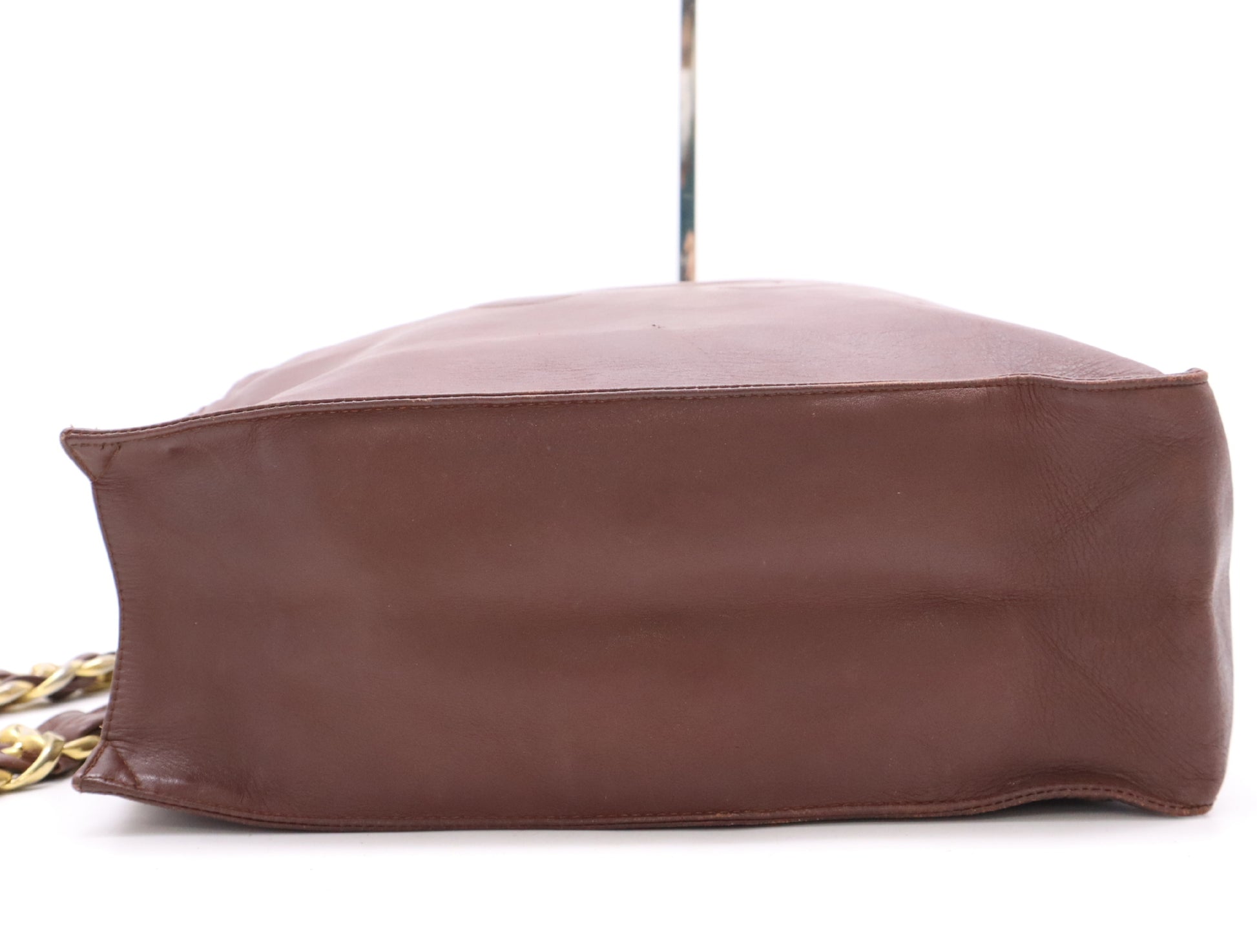 CHANEL Lambskin Tote Bag with Coco Mark, Chain, GD Hardware, Brown, Unclear Seal