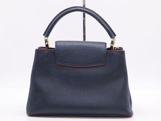 LOUIS VUITTON M52693 Taurillon Leather Capucines MM Marine Rouge Handbag with Dust Bag