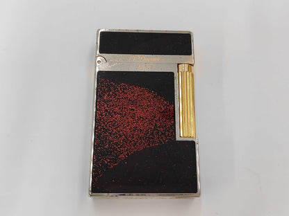 S.T. DuPont D-Line Lighter, Reddish-brown Lacquer, Glitter, Gold, Box and Case Included