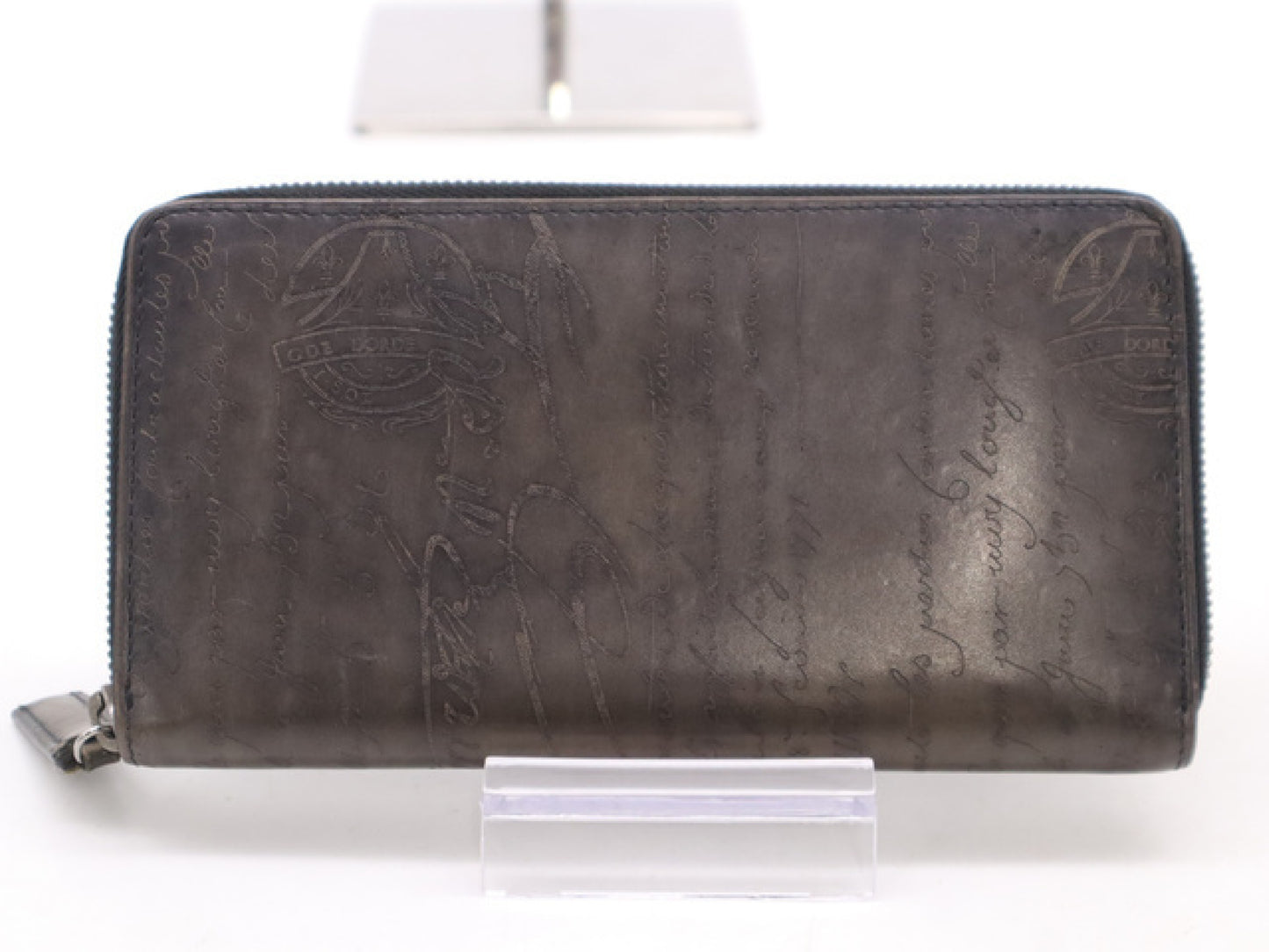 Berluti Calligraphy Long Zip Wallet Black/Gray F0290 Wallet