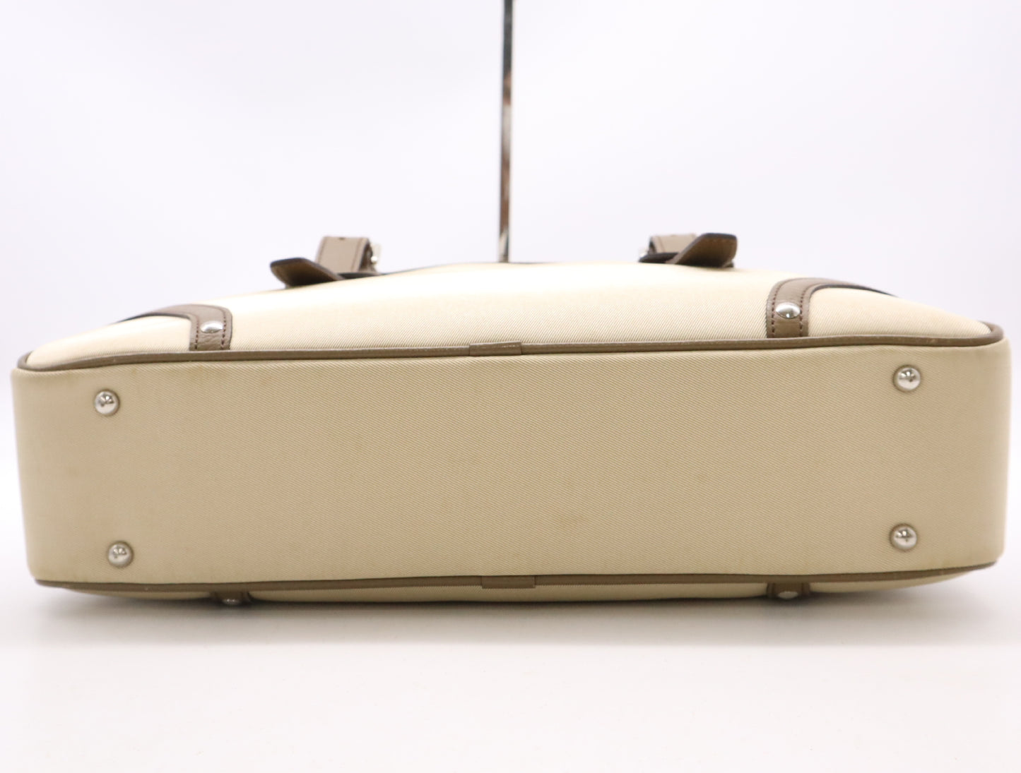 BURBERRY Nylon Canvas/Leather Nova Check Tote Bag in Beige and Brown with Silver Hardware