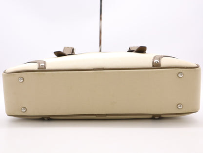 BURBERRY Nylon Canvas/Leather Nova Check Tote Bag in Beige and Brown with Silver Hardware