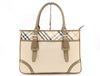 BURBERRY Nylon Canvas/Leather Nova Check Tote Bag in Beige and Brown with Silver Hardware