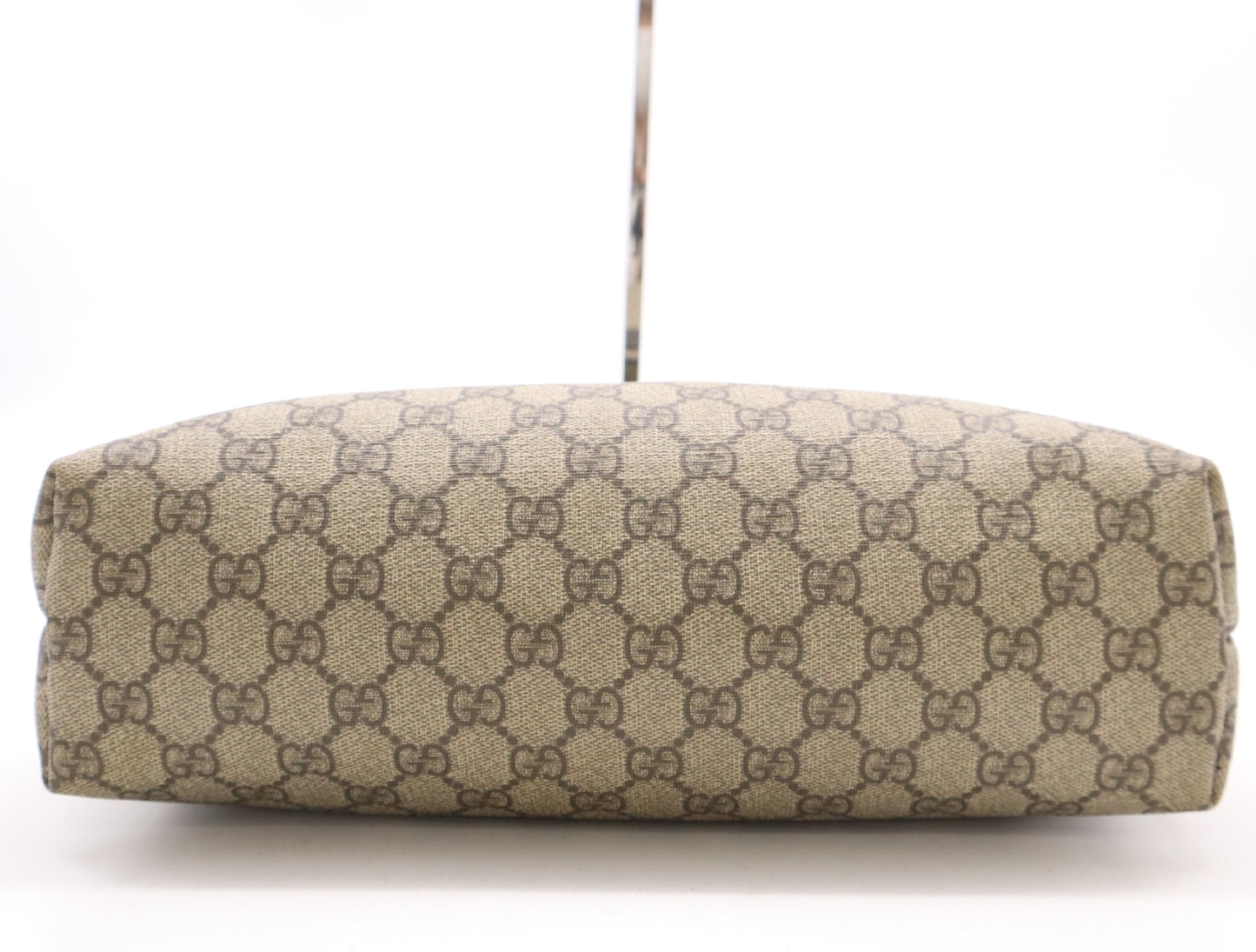 GUCCI 211138 PVC/Leather GG Supreme Beige Brown Tote Bag