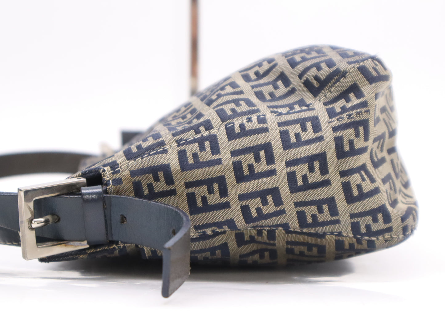 FENDI Mamma Bucket in Nylon/Leather Zucchino with Brown and Blue Sterling Silver Hardware.