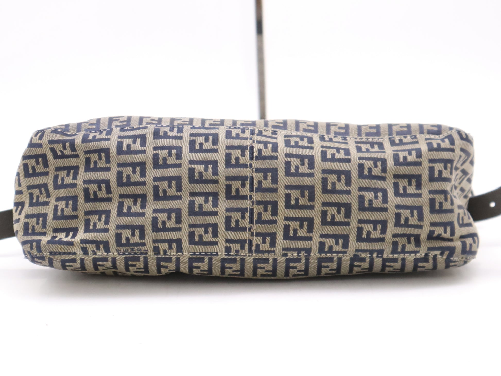 FENDI Mamma Bucket in Nylon/Leather Zucchino with Brown and Blue Sterling Silver Hardware.