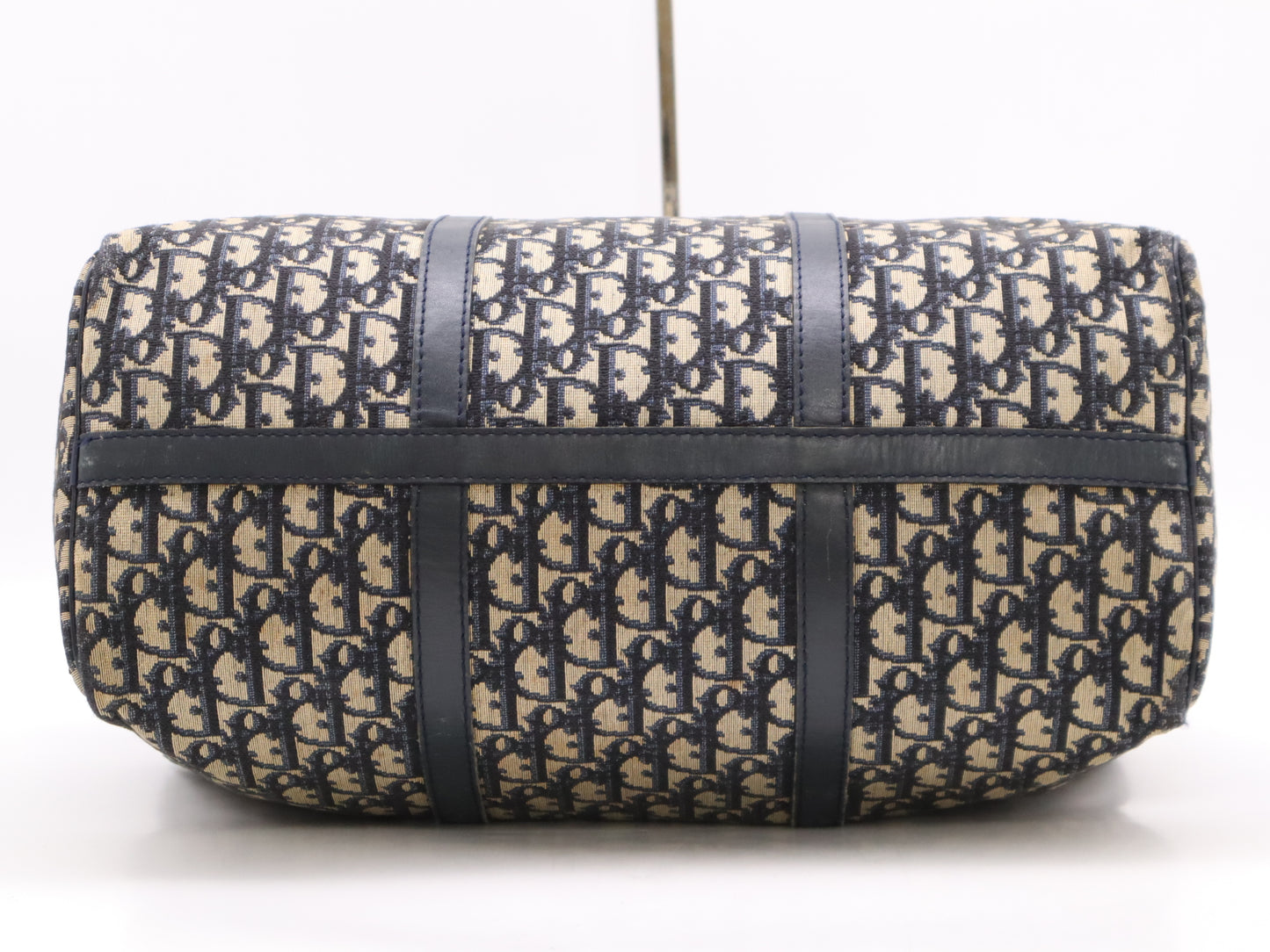 Dior Canvas/Leather Trotter Boston Bag, Brown/Blue