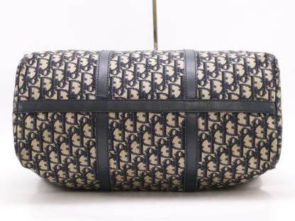 Dior Canvas/Leather Trotter Boston Bag, Brown/Blue