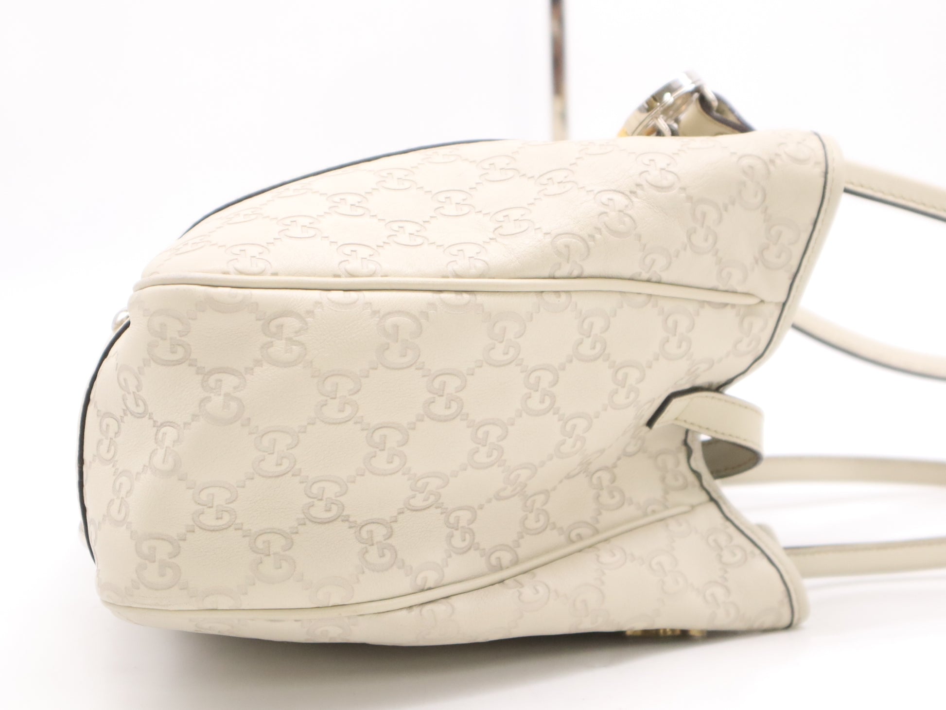 GUCCI 232957 Leather Guccissima Tote Bag, Light Gray