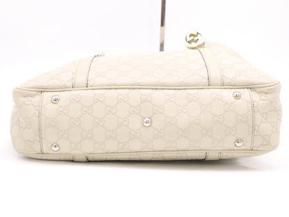 GUCCI 232957 Leather Guccissima Tote Bag, Light Gray