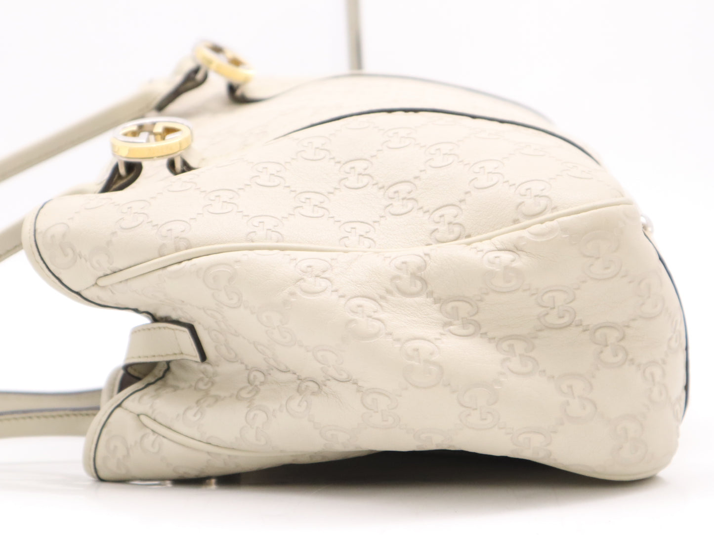 GUCCI 232957 Leather Guccissima Tote Bag, Light Gray