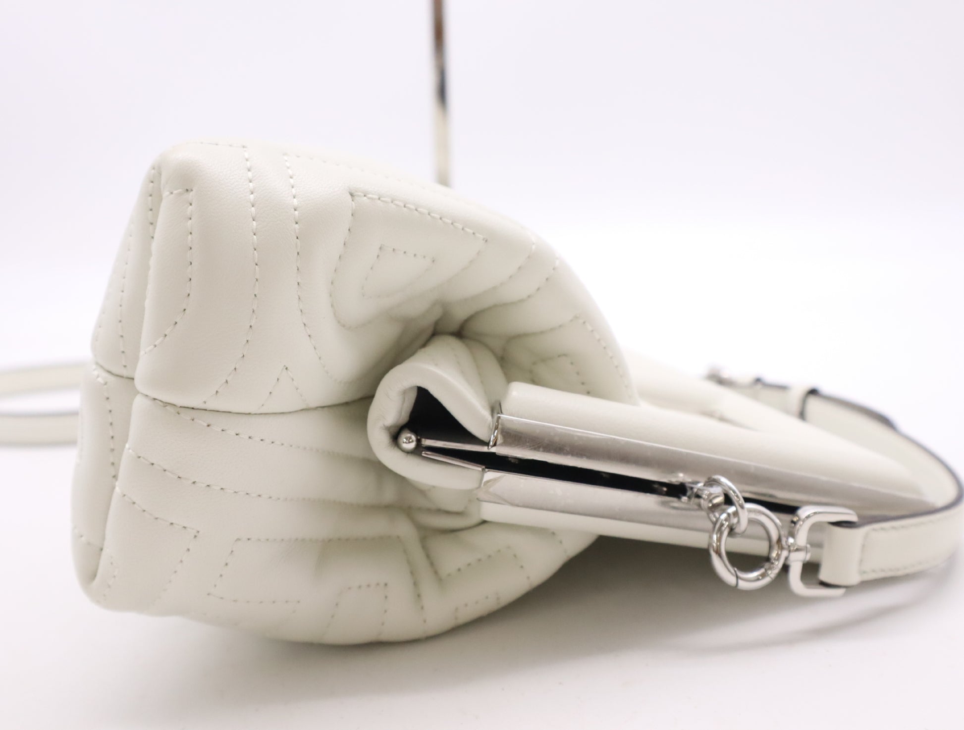 FENDI Leather First Midi White Denim Bag with Shoulder Strap