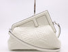 FENDI Leather First Midi White Denim Bag with Shoulder Strap