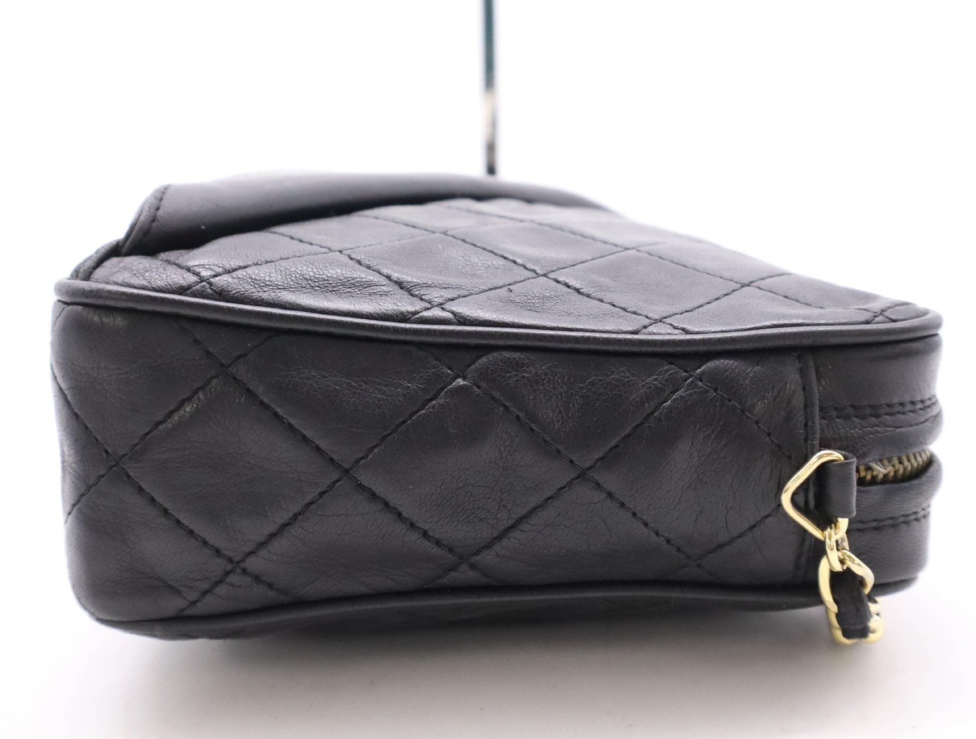 CHANEL Lambskin Matelasse 22 Shoulder Bag with Fringe, Tassel, and GD Hardware, Black Seal, 1563828